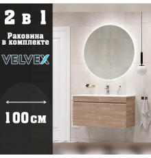 Тумба с раковиной подвесная Velvex Pulsus tp.PUL.PUL.100.1Y дуб сонома, 100 см