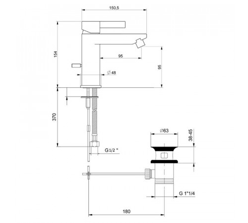 Смеситель для биде Webert DoReMi DR840102345, никель
