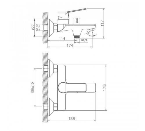 Смеситель для ванны Maretti Viola VA22RF572, хром