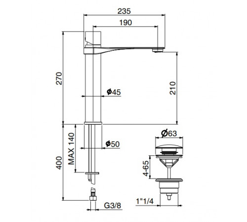 Смеситель для раковины Webert ONE-B NB830402015, хром/сталь