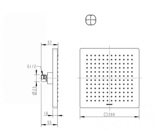 Верхний душ Bravat Built-in P7078C-RUS, хром