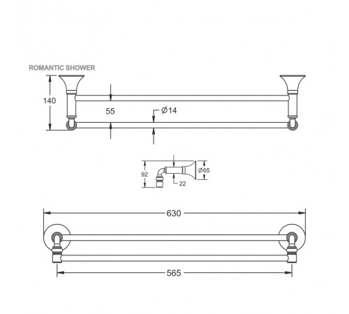 Полотенцедержатель Rose RG1227, хром