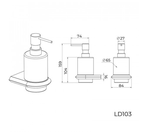 Дозатор жидкого мыла Knotlor LD103GM, оружейная сталь