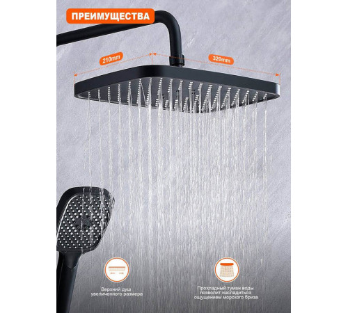 Душевая система Prohanss P60.24.06, черный
