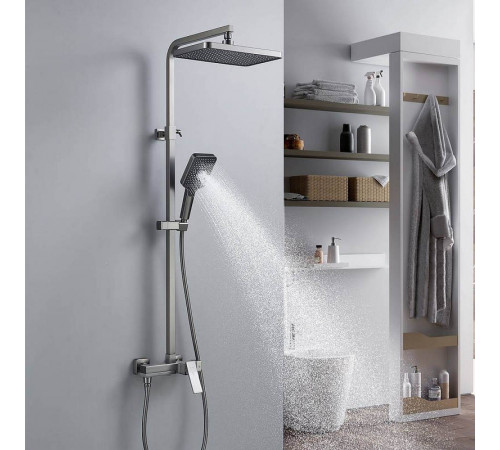 Душевая система Shevanik S4636T, оружейная сталь