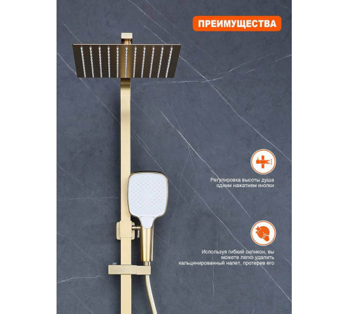 Душевая система Prohanss P30.24.03, сатин золотой