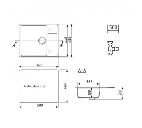 Кухонная мойка Ulgran Quartz Prima 605-05, бетон