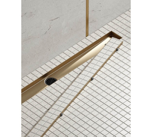 Душевой лоток (двухсторонняя решетка) TIMO Drain System DS230206/17, матовое золото