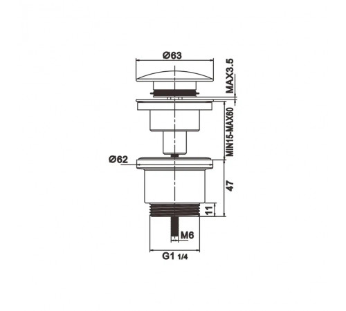 Донный клапан Rose RS31Q, бронза