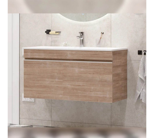 Тумба с раковиной подвесная Velvex Pulsus tp.PUL.PUL.100.1Y дуб сонома, 100 см