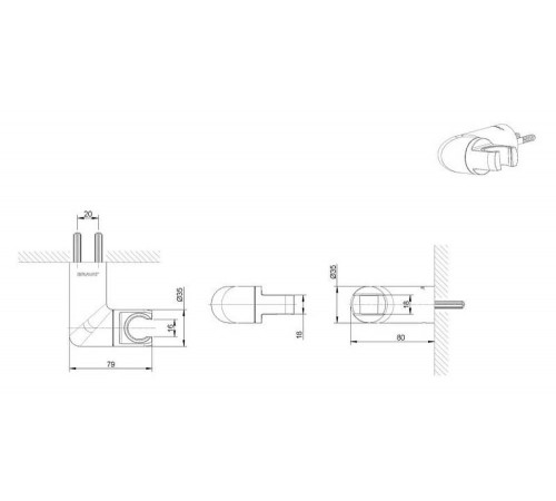 Держатель душевой лейки Bravat P7185BW-ENG, черный