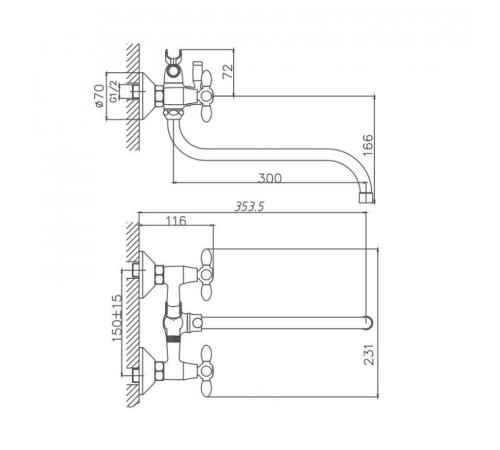 Смеситель для ванны Cron CN22127-12, зеленый