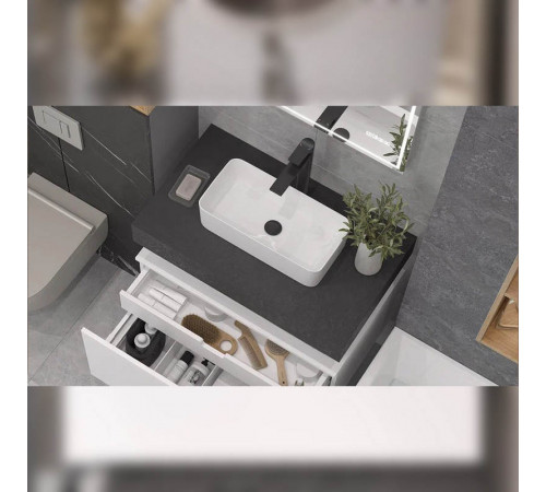 Тумба подвесная без столешницы Velvex Unit tp.UNI.80.1Y белый глянец, 80 см