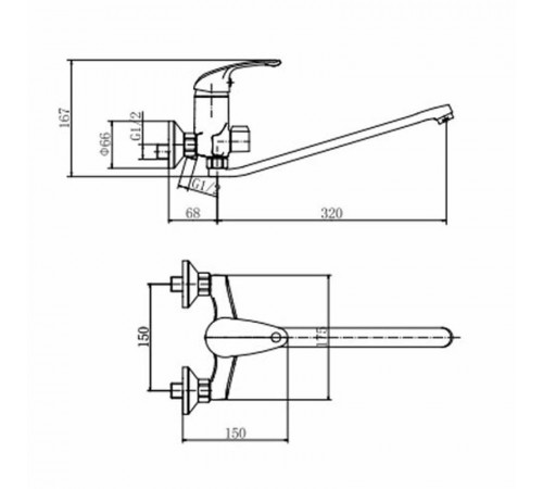 Смеситель для ванны FASHUN A2205, хром