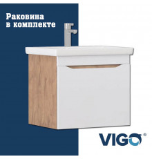 Тумба с раковиной подвесная VIGO Grani tp.GRI.ELI.60.1Y дуб золотой, 60 см