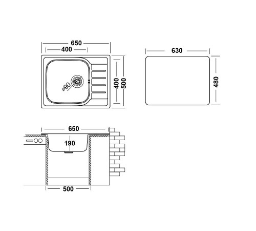 Кухонная мойка UKINOX Гранд GRL650.500 -GT8K 1R, 50*65