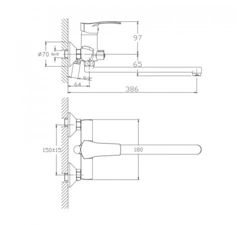 Смеситель для ванны Haiba HB2270, хром