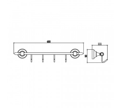 Планка с крючками Savol S-06874B, золото
