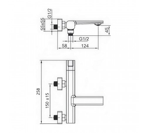Смеситель для ванны Maretti Lorenza LR22RF842, хром