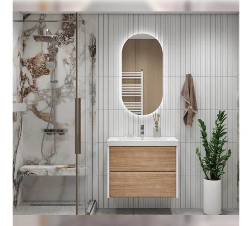 Тумба под раковину подвесная Velvex Gesso tp.GES.9696.80.2Y белый матовый/дуб сонома, 80 см