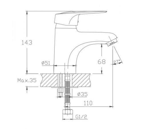Смеситель для раковины Haiba HB1004, хром