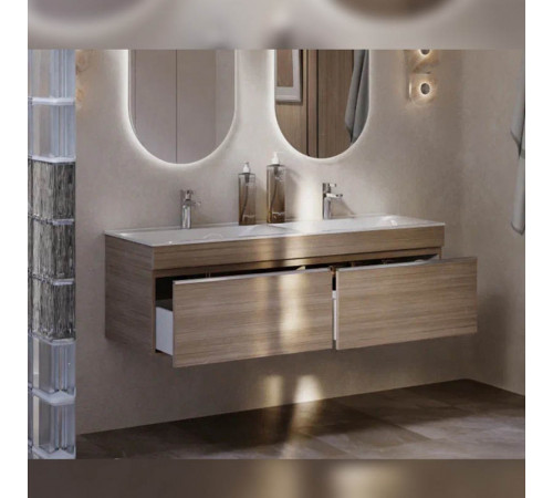 Тумба с раковиной подвесная Velvex Pulsus tp.PUL.PUL.140.2Y дуб сонома, 140 см