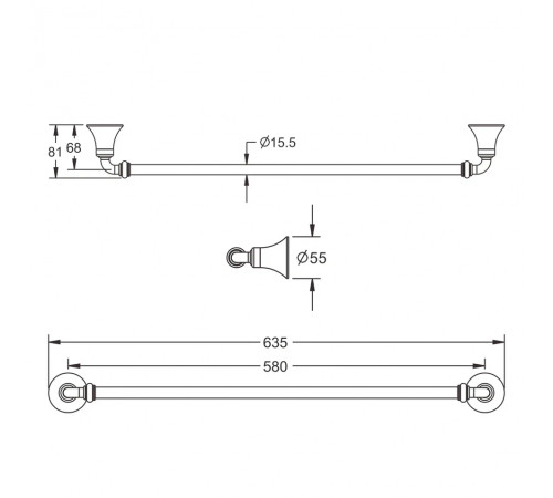 Полотенцедержатель Rose RG1217, хром