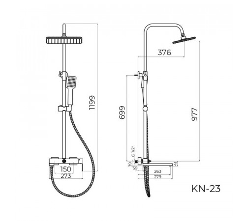 Душевая система Knotlor KN-23/WY, белый
