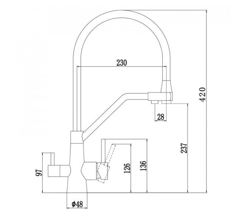 Смеситель для кухни с подключением фильтра воды Fmark FS0662-H, черный