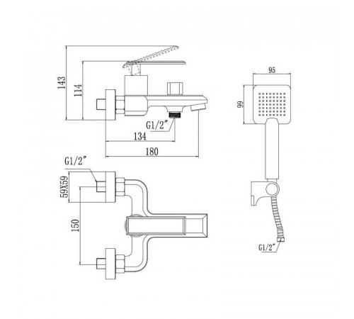 Смеситель для ванны Savol S-600103T, хром