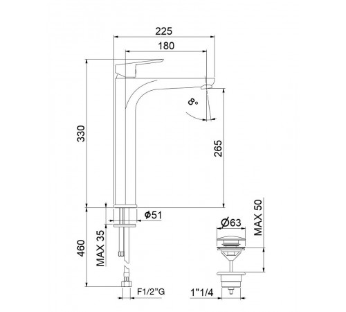 Смеситель для раковины Fiore KEVON BLACK MATT 81NN8119, черный