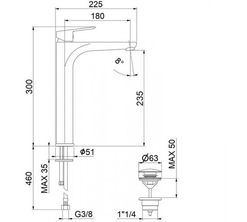 Смеситель для раковины Fiore KEVON 81CR8119, хром