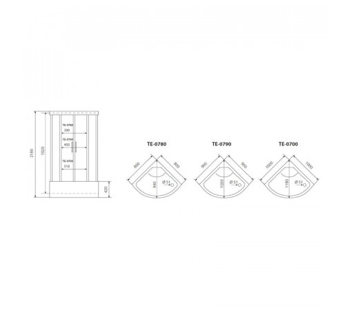 Душевая кабина Timo Eco TE-0790, 90x90x218