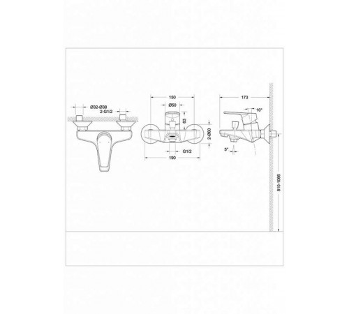 Смеситель для ванны Bravat Line F65299C-1, хром