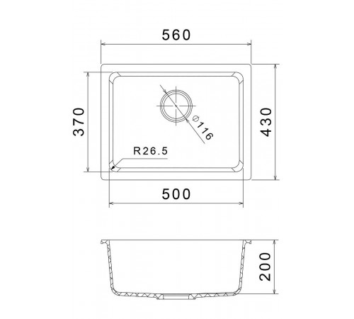 RIVELATO Мойка BERKANA 50 подст.монтаж 1-чаш 560*430 brina арт.