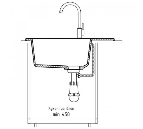 Кухонная мойка GranFest RONDO 580L, иней