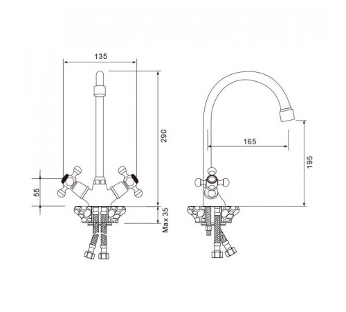 Смеситель для кухни WesnaArt RASSVET RAS02-110, хром