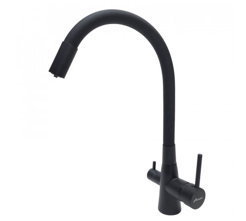 Смеситель для кухни с гибким изливом и подключением фильтра Maretti Project Black PB31RGF71, черный