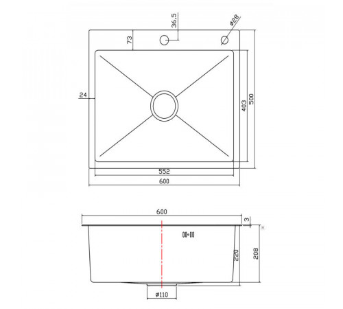 Мойка для кухни Fmark FSC6050Q, графит