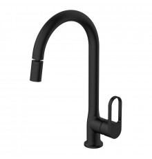 Смеситель для кухни с аэратором на шарнире Voda Harbor Black HR519BAR, черный