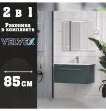 Тумба с раковиной подвесная Velvex Posse tp.POS.OSK.85.1Y верде, 85 см