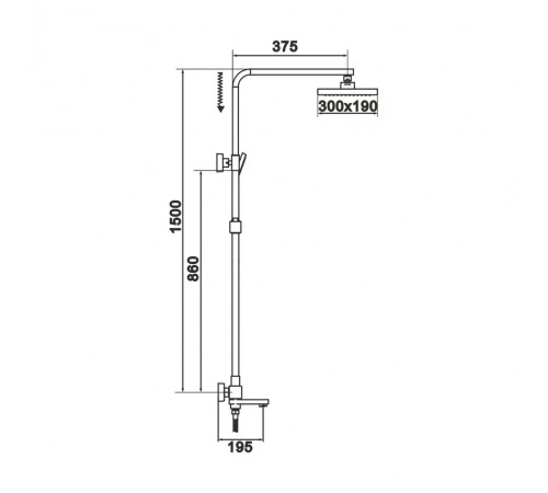 Душевая система Rose R1036H, черный