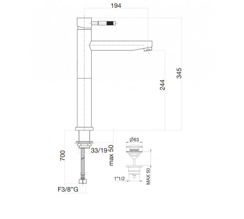 Смеситель для раковины Webert Rimini RI831402010, золото