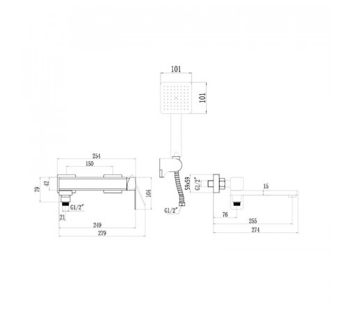 Смеситель для ванны Fmark FS8724-22C, матовое золото