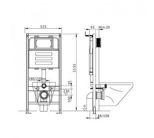 Комплект Maretti 3 в 1: унитаз UM10PBM51-560, инсталляция AC11P5211, кнопка AC12SF-560