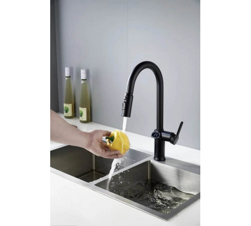Смеситель для кухни с индикатором температуры Knotlor KN-100/BL, черный