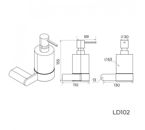 Дозатор жидкого мыла Knotlor LD102WY, белый