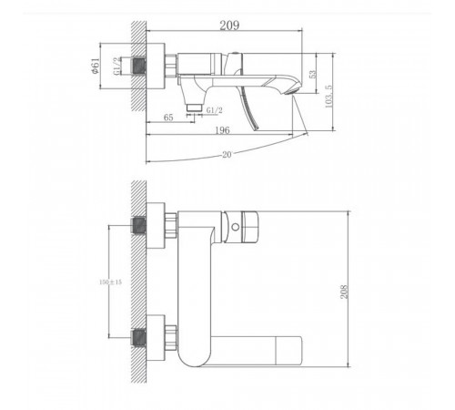 Смеситель для ванны Haiba HB60553, хром