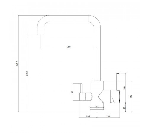 Смеситель для кухни с подключением фильтра Voda Kitchen FW519Black, черный