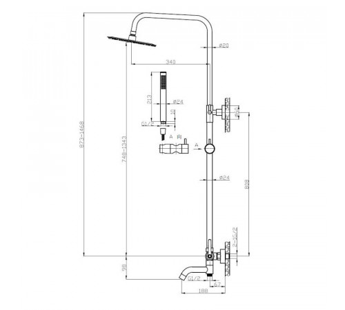 Душевая система Esko Bangkok ST250BG, хром
